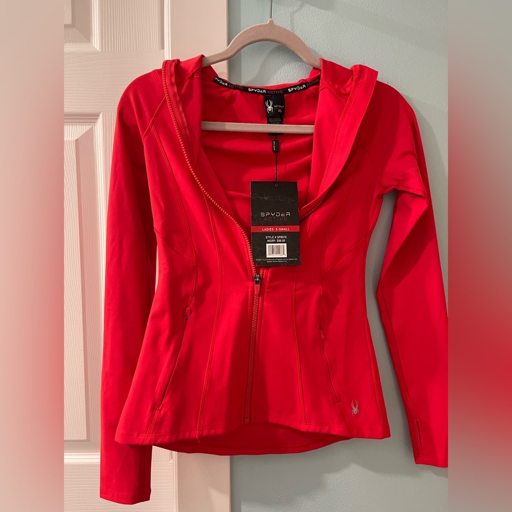 Spyder Red Active Hoodie XS Thumbhole Sleeve Full Zip Pockets STYLE # SP882R4